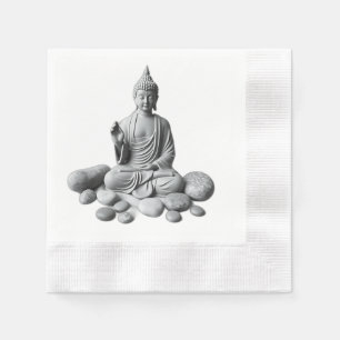 Serviette En Papier Bouddha serein avec pierres et Plante