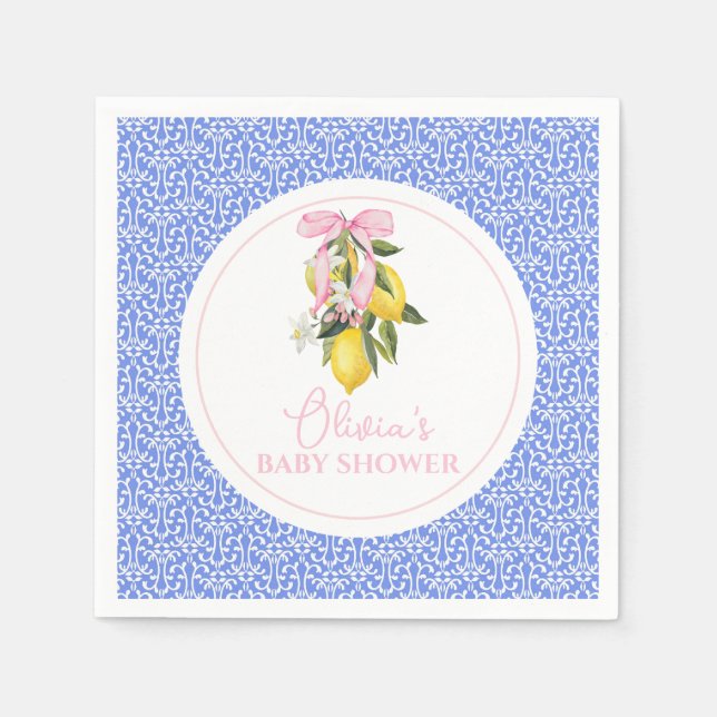 Serviette En Papier Boue rose citron La Dolce Vita Baby shower (Devant)