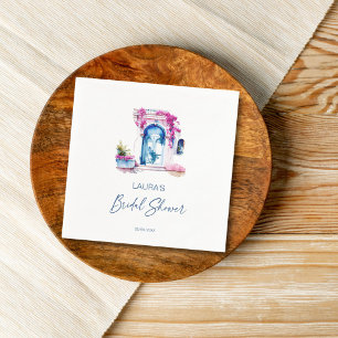 Serviette En Papier Bougainvillea Douche nuptiale à thème méditerranée