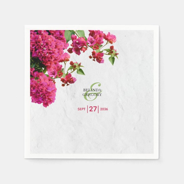 Serviette En Papier Bougainvillea Méditerranée Grec Mariage (Devant)