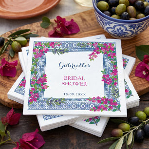 Serviette En Papier Bougainvillea Méditerranéen Mariage grec
