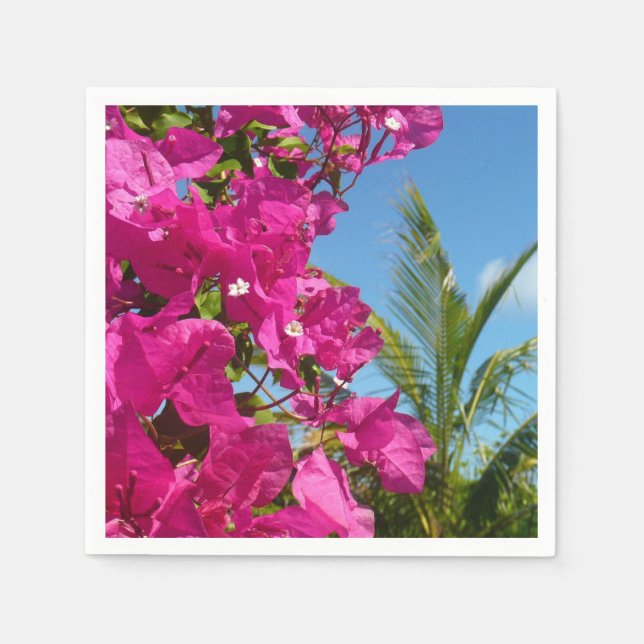 Serviette En Papier Bougainvilliers et palmiers paysage tropical (Devant)