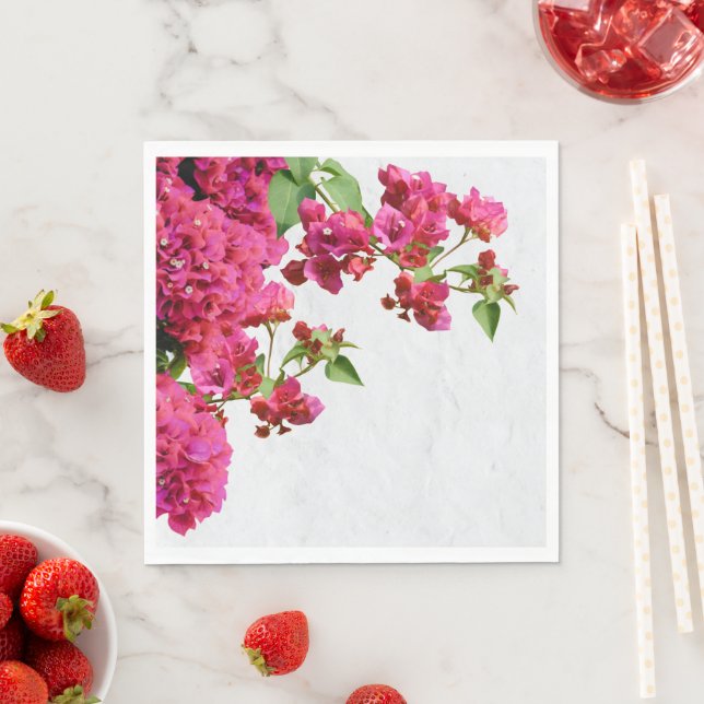 Serviette En Papier Bougainvilliers Floral Méditerranée Grecque (En situation)