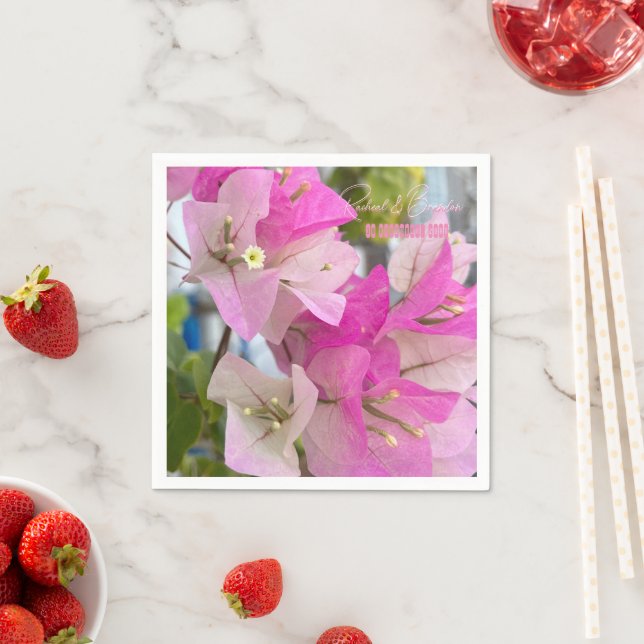 Serviette En Papier bougainvilliers roses ou fleur de papier, tropical (En situation)