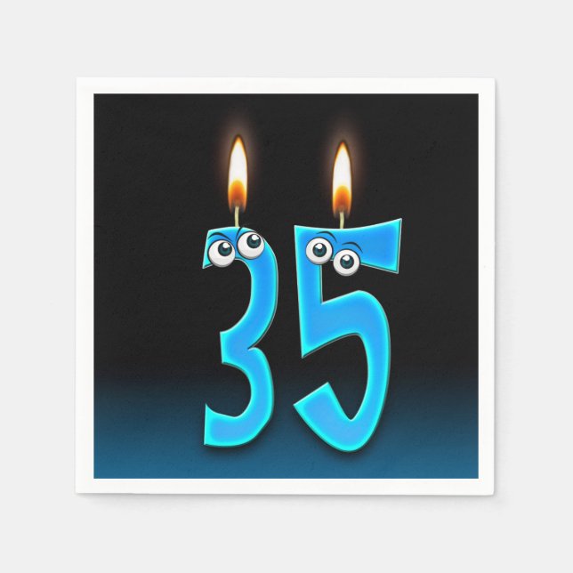 Serviette En Papier Bougie de 35e anniversaire aux globes oculaires (Devant)