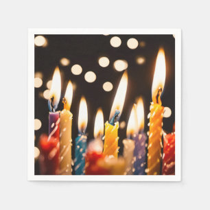 Serviette En Papier Bougies D'Anniversaire Avec Lumières De Bokeh