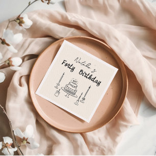 Serviette En Papier Bougies de gâteau à la mode 40ème main