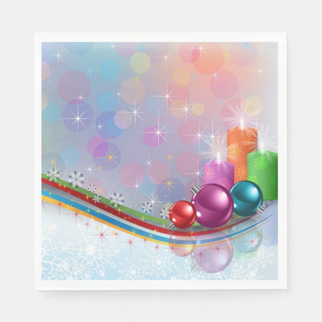 Serviette En Papier Bougies et ornements (Devant)