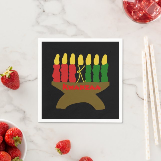 Serviette En Papier Bougies Kwanzaa (En situation)
