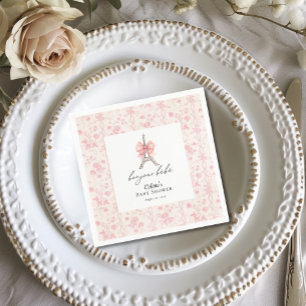 Serviette En Papier Boujour Bebe Paris Toile Baby shower rose