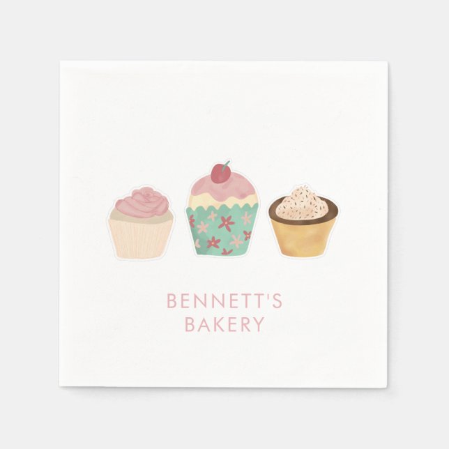Serviette En Papier Boulangerie Café Cupcake Business Takeaway (Devant)
