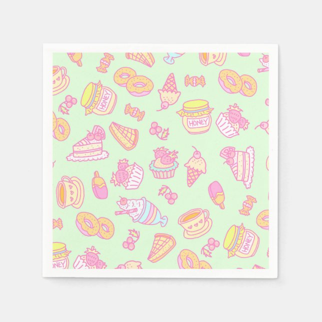 Serviette En Papier Boulangerie et boissons vertes (Devant)