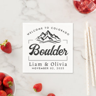 Serviette En Papier Boulder Colorado Mariage minimaliste Bienvenue