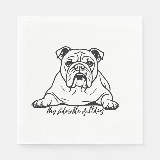 Serviette En Papier Bouldogue adorable (Devant)