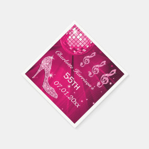 Serviette En Papier Boule à facettes disco rose chaud et talons à pail