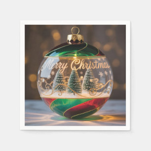 Serviette En Papier Boule à neige de décoration de Noël avec petit arb