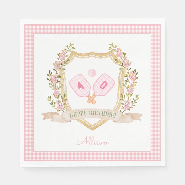 Serviette En Papier Boule de chiche rose Preppy | Anniversaire personn (Devant)