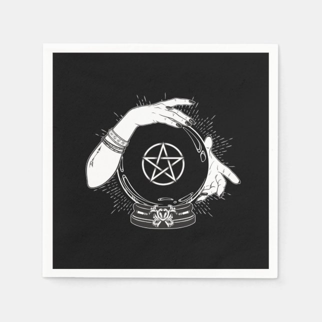 Serviette En Papier Boule de cristal mystique diseuse de bonne aventur (Devant)