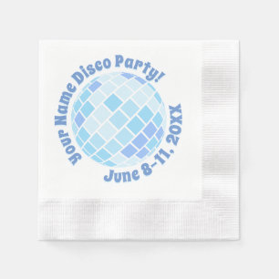 Serviette En Papier Boule de disco bleue rétro PERSONALISÉE