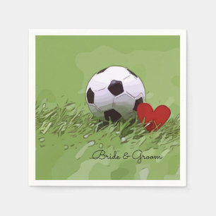 Serviette En Papier Boule de football avec coeur rouge sur mariage ver