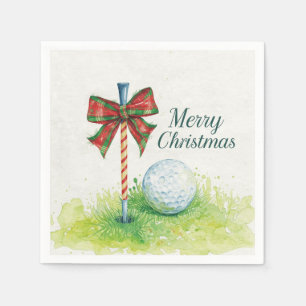 Serviette En Papier Boule de golf avec ruban de Noël et tee