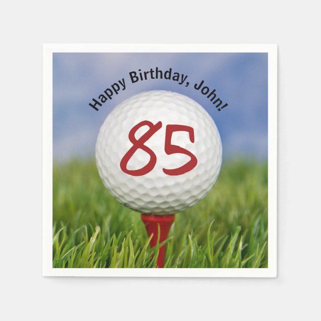 Serviette En Papier Boule de golf en tee pour 85e anniversaire (Devant)