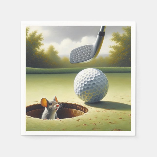 Serviette En Papier Boule De Golf Et Souris (Devant)