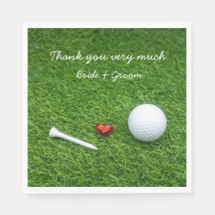 Serviette En Papier Boule de golf et tee avec amour pour le mariage
