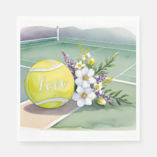 Serviette En Papier Boule de tennis aux roses rouges sur le court