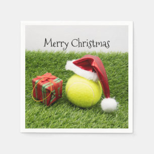 Serviette En Papier Boule de tennis avec chapeau de Noël Plaque de pap
