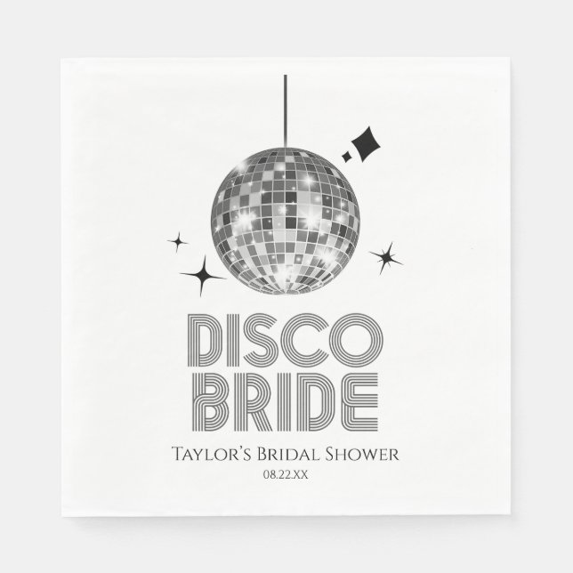 Serviette En Papier Boule disco argentée Mariée disco Enterrement de v (Devant)