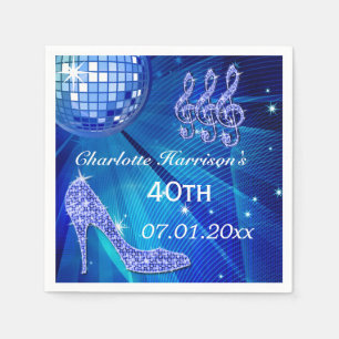 Serviette En Papier Boule disco bleue et talons à paillettes 40e