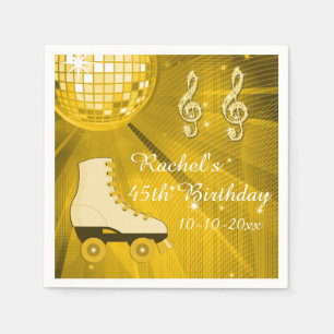 Serviette En Papier Boule disco et patins à roulettes 45e anniversaire