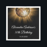Serviette En Papier Boule Disco Gold 50th Birthday Party<br><div class="desc">Gold 50th Birthday Party Gold Disco Ball Party Napkins. Les serviettes Gold and Black 50th Birthday Party sont parfaites pour une soirée disco moderne du cinquantième anniversaire.</div>