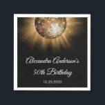 Serviette En Papier Boule Disco Gold 50th Birthday Party<br><div class="desc">Gold 50th Birthday Party Gold Disco Ball Party Napkins. Les serviettes Gold and Black 50th Birthday Party sont parfaites pour une soirée disco moderne du cinquantième anniversaire.</div>