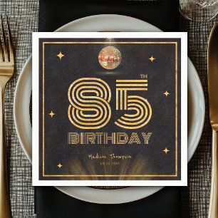 Serviette En Papier Boule disco Or Noir Rétro Fête d'anniversaire 85 a