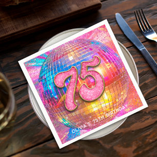 Serviette En Papier Boule disco Paillettes Or Rose Fête d'anniversaire