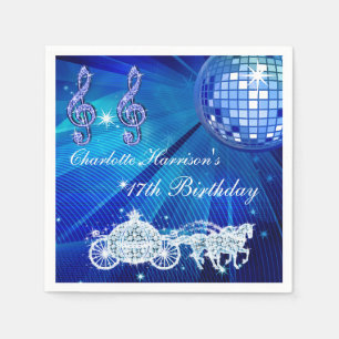 Serviette En Papier Boule Disco, Princess Coach & Chevaux 17e Annivers