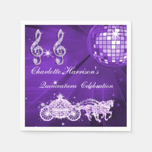 Serviette En Papier Boule disco, princesse coach et chevaux Quinceañer