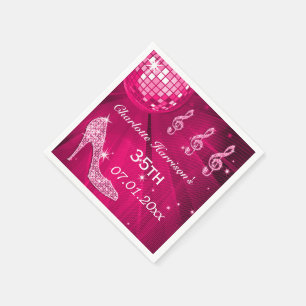 Serviette En Papier Boule disco rose chaud et talons à paillettes 35e