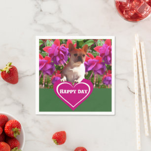 Serviette En Papier Bouledogue français coeur Mère Bouledogue Français