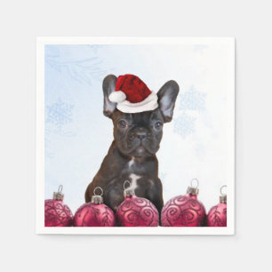 Serviette En Papier Bouledogue français de Noël
