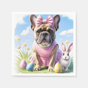 Serviette En Papier Bouledogue français Joyeuses Pâques French Bulldog