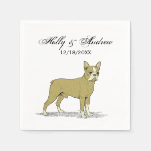 Serviette En Papier Bouledogue français stylisé vintage C
