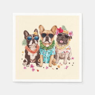 Serviette En Papier Bouledogues français hawaïens Lei de fleurs