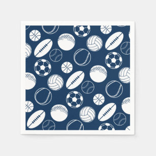 Serviette En Papier Boules à thème sport motif noir blanc   COLOR