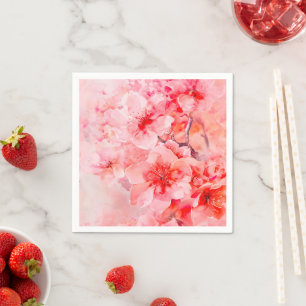 Serviette En Papier Boules de fleurs de cerisier d'aquarelle