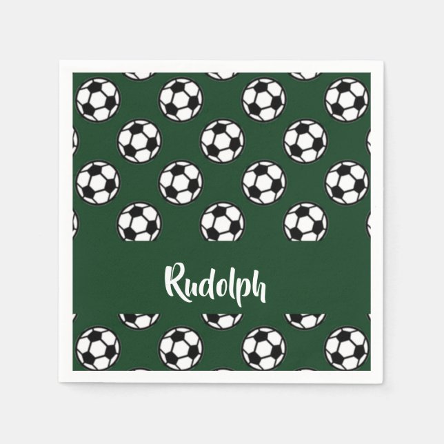 Serviette En Papier Boules de football motif vert (Devant)