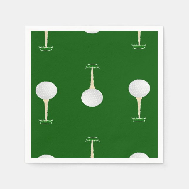 Serviette En Papier Boules de golf motif sur vert (Devant)