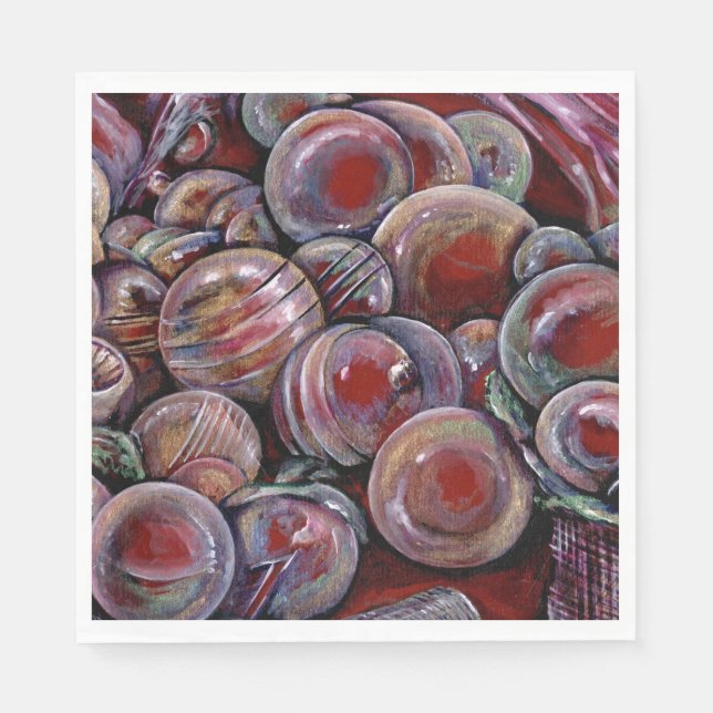 Serviette En Papier Boules de Noël rouges (Devant)